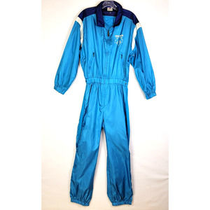 Descente Mens Ski Suit One Piece Size XS Blue Winter Sports Zip Outdoor Vintage